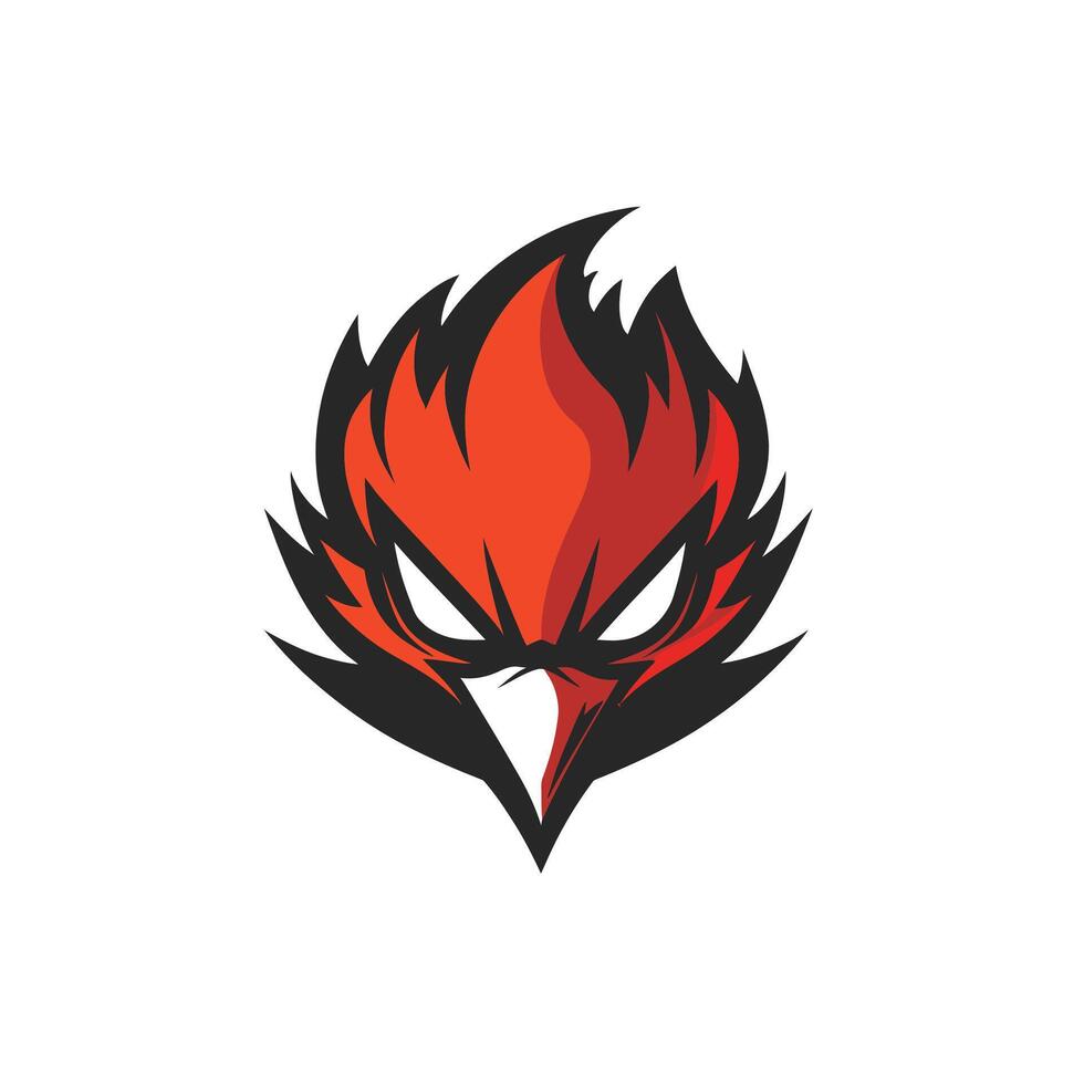 Red bird with a black beak and black eyes vector