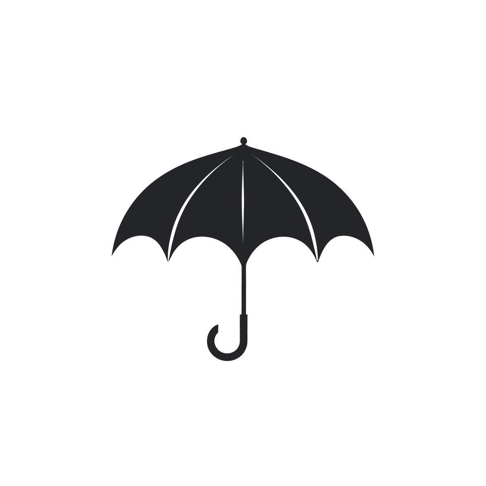 Black umbrella with a white handle. vector