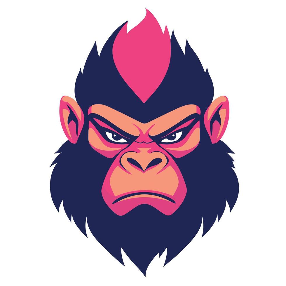 Cartoonish drawing of a gorilla with a red stripe on its face vector