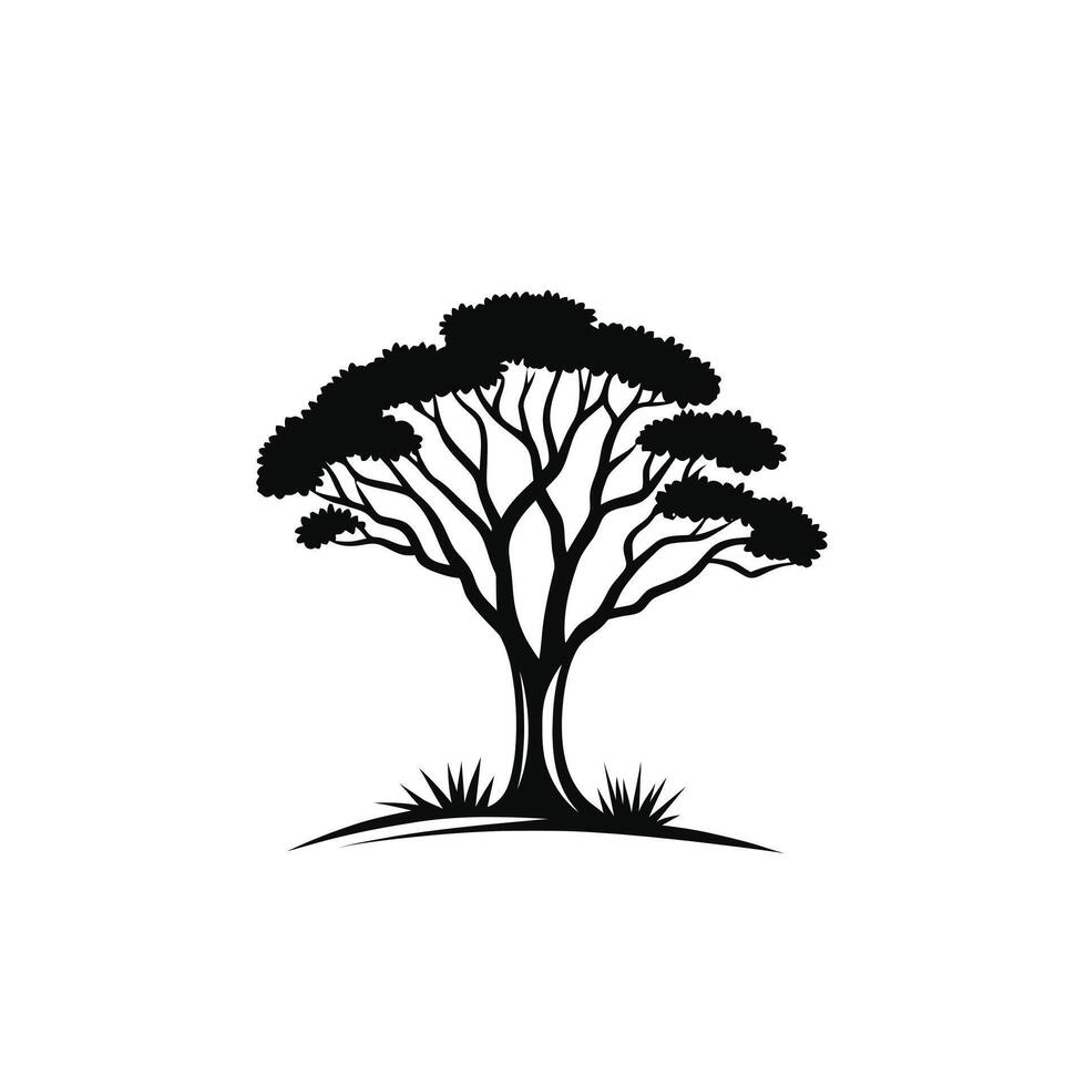 Tree is depicted in black and white on a white background vector