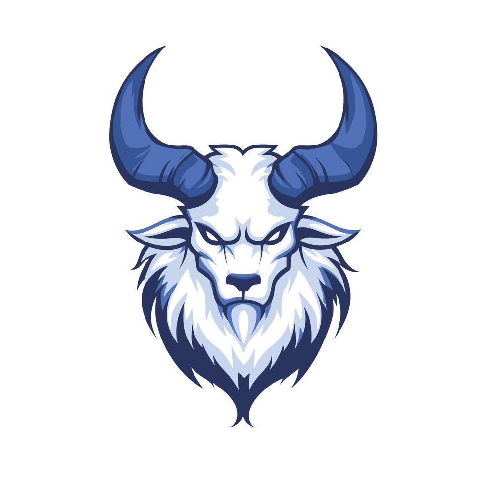 Blue and white ram with horns vector