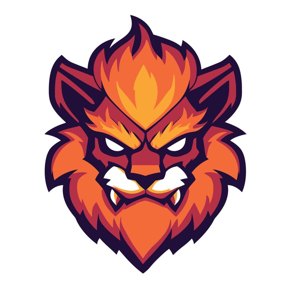 Cartoon lion with orange fur and a menacing look on his face vector