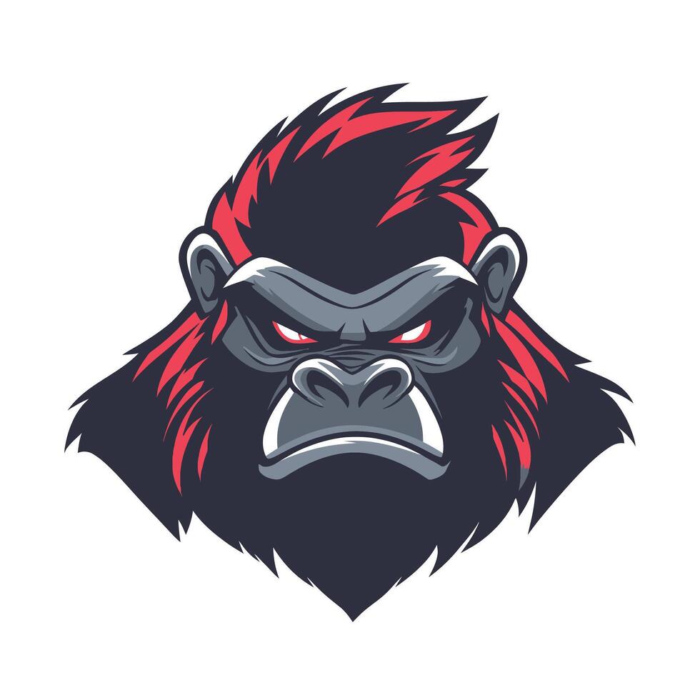 Gorilla with red hair and a menacing look on its face vector