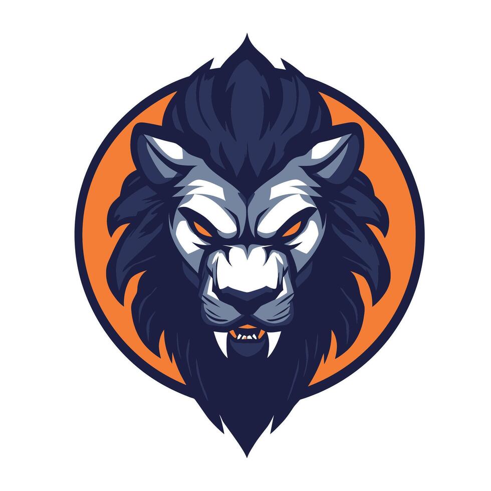 Lion with a menacing look on its face. vector