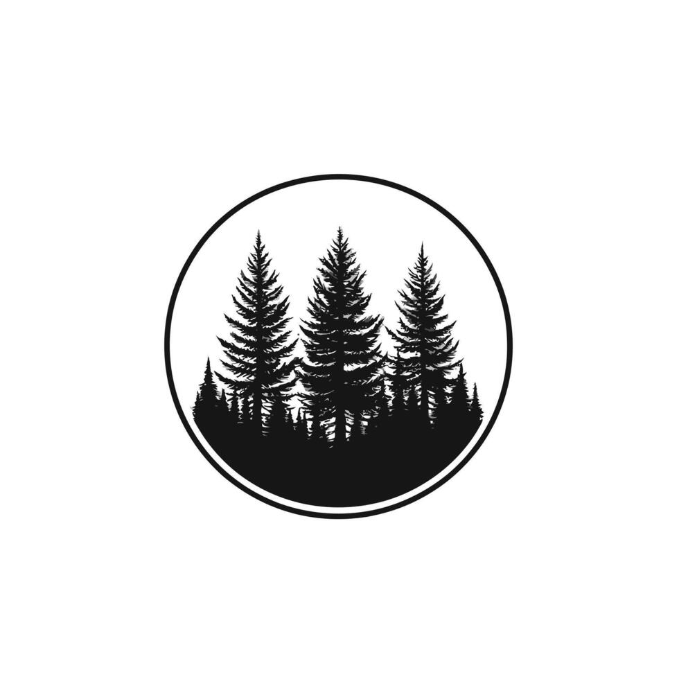 Black and white image of three trees in a circle vector