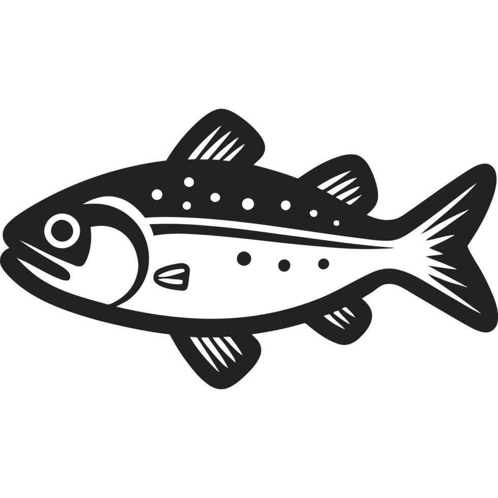 Fish is shown in black and white.. vector