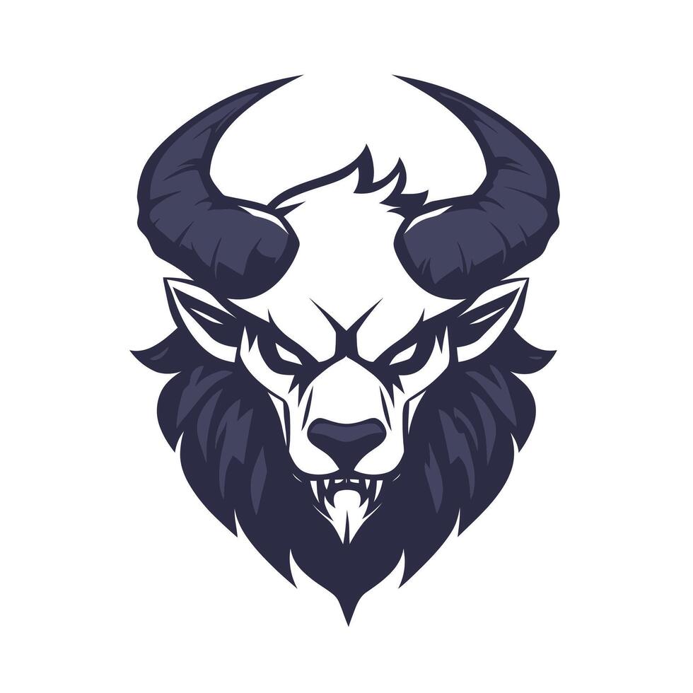 Bull with horns and a mouth open with a menacing look on its face vector