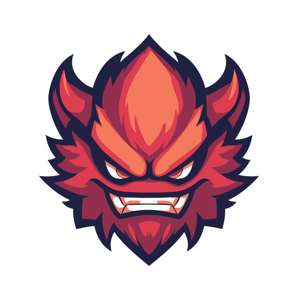 Red monster with a menacing look on its face vector