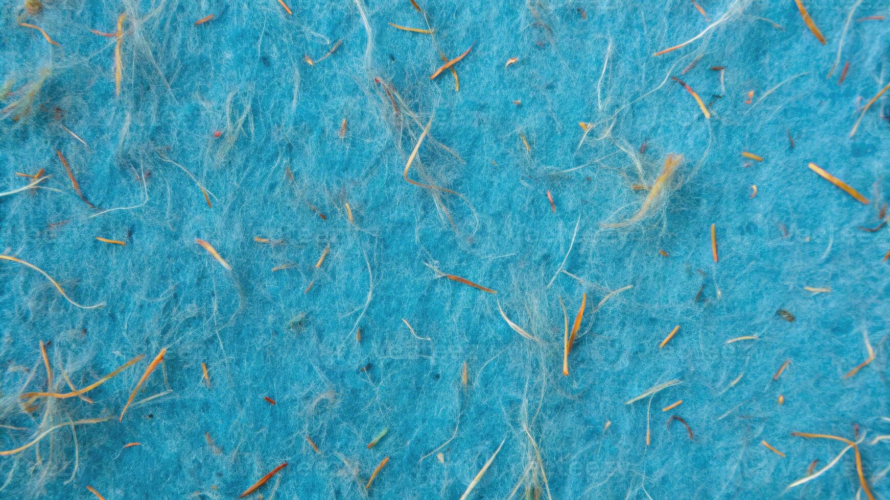 Textured blue handmade paper with embedded fibers. photo