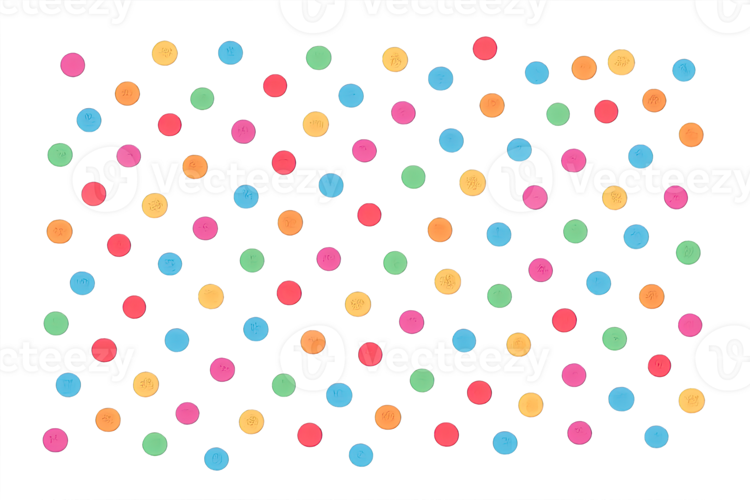 Colorful Round Candy Dots Arranged Isolated on Transparent Background, png