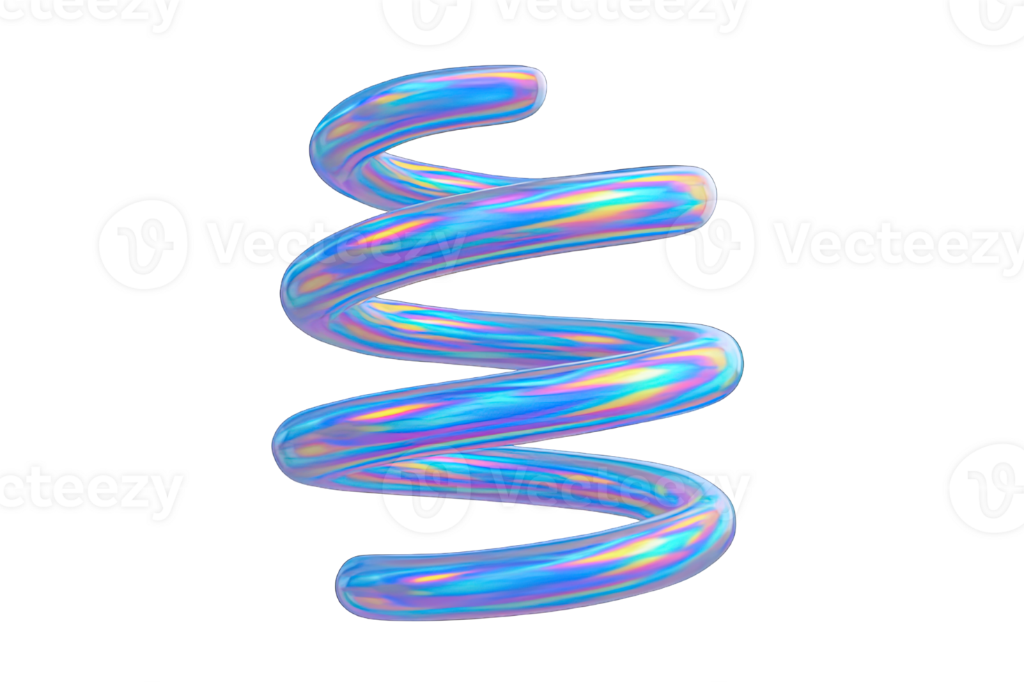 Holographic Spiral Tube in Iridescent Gradient Style Isolated on Transparent Background, png