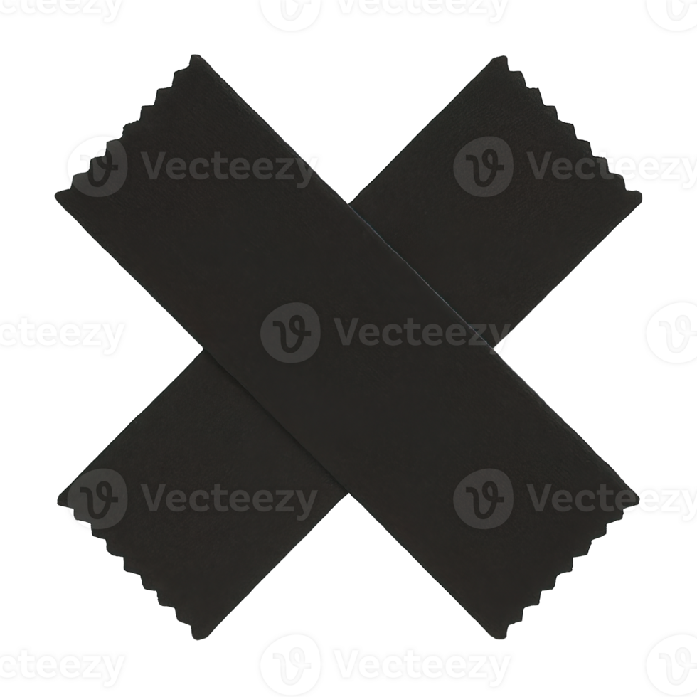Crossed black microfiber cleaning cloths isolated on transparent background, png