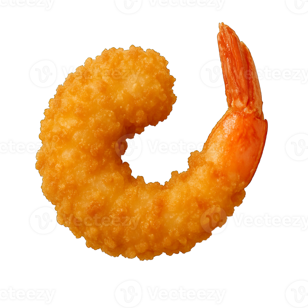 Crispy fried shrimp isolated on transparent background, png