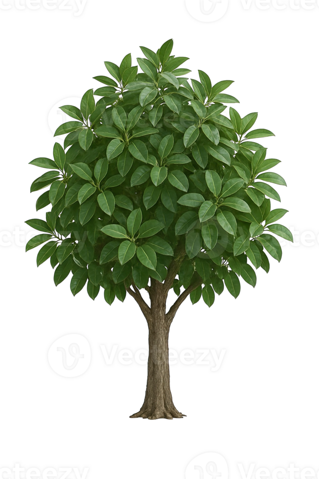 Tropical Tree with Broad Leaves Isolated on Transparent Background, png