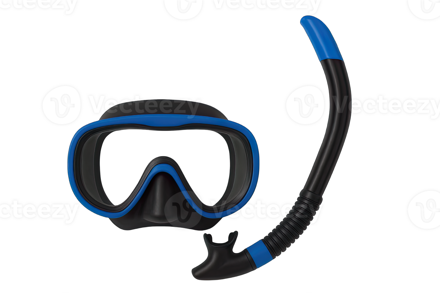 Diving mask and snorkel set isolated on transparent background, png