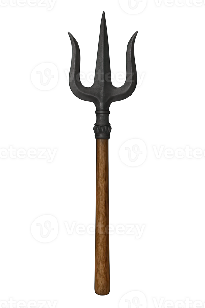 Traditional trident weapon illustration isolated on transparent background, png