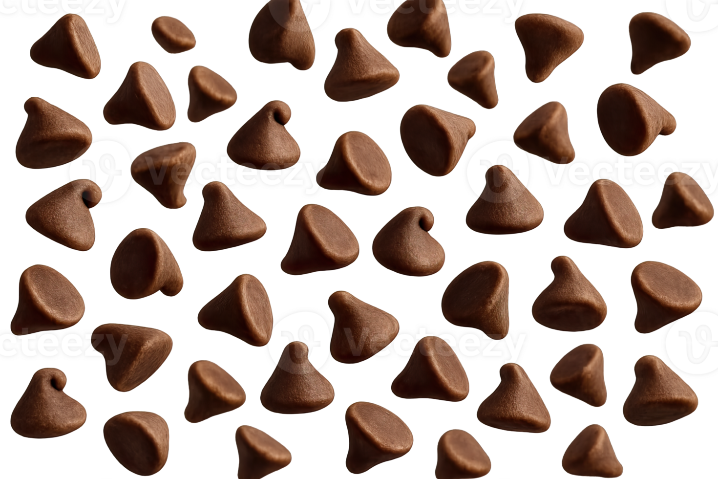 Chocolate Chips Floating Isolated on Transparent Background, png