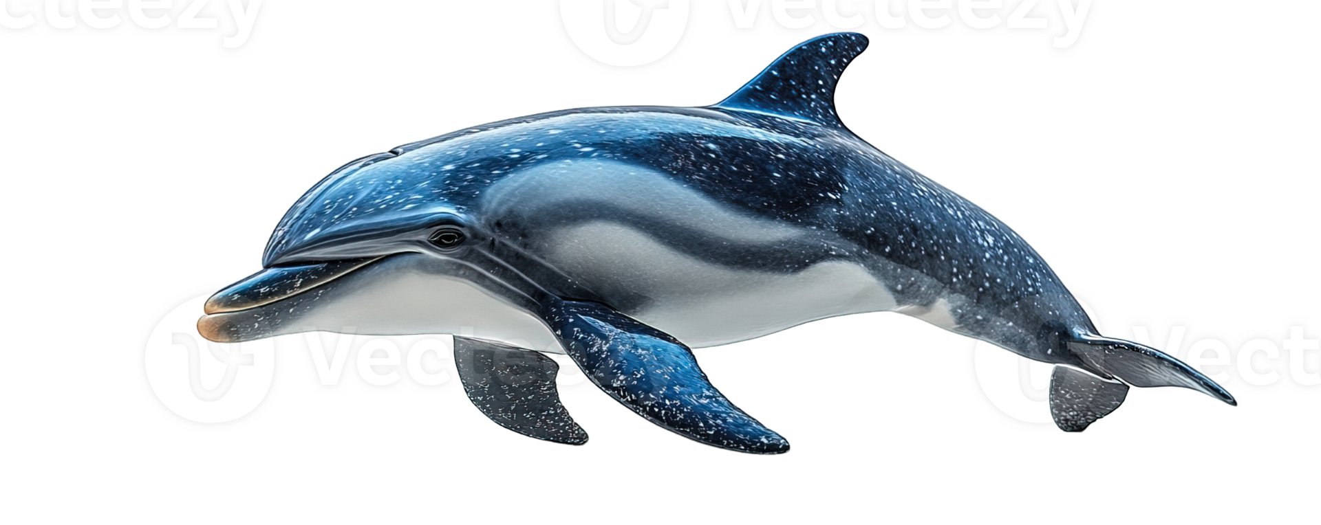 Dark Blue Dolphin with Speckled Pattern, Isolated on Transparent Background png
