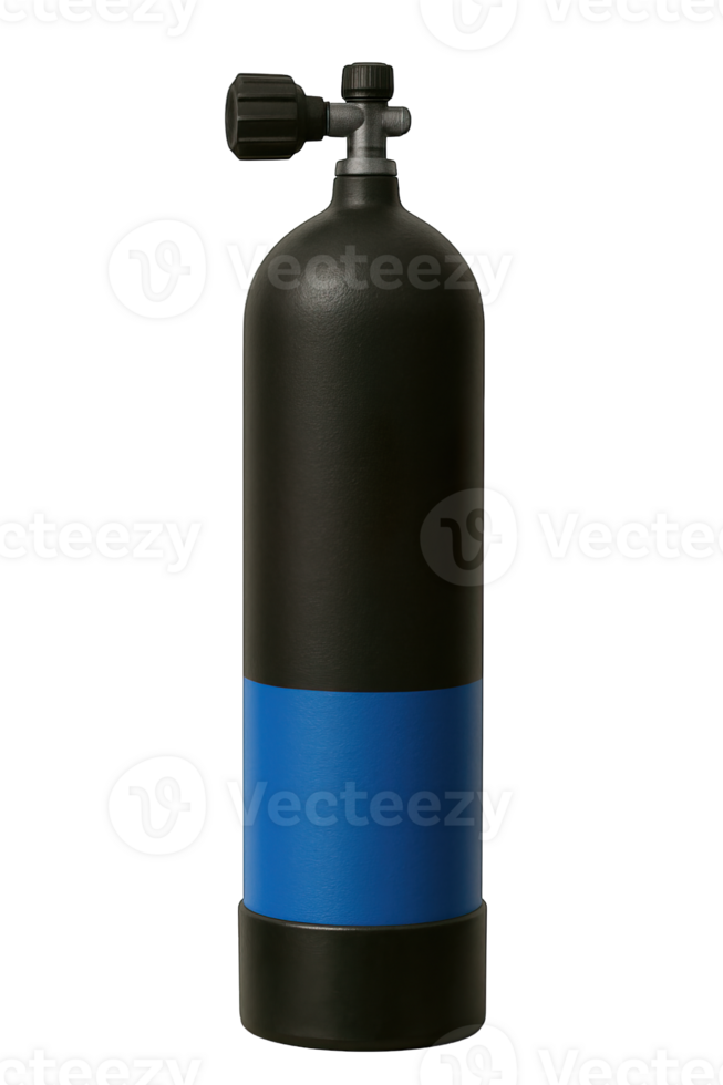 Black and Blue Scuba Diving Air Tank Isolated on Transparent Background, png