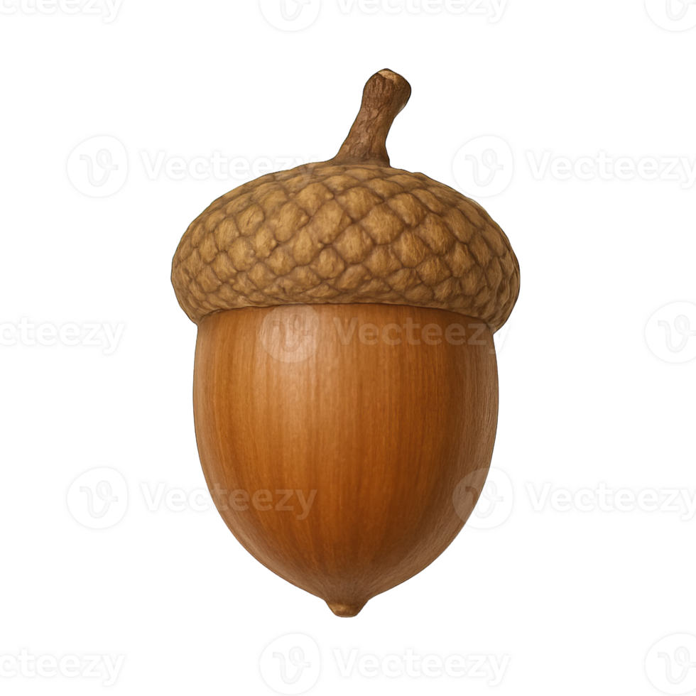 Realistic Acorn Nut Flat Lay Isolated on Transparent Background, png