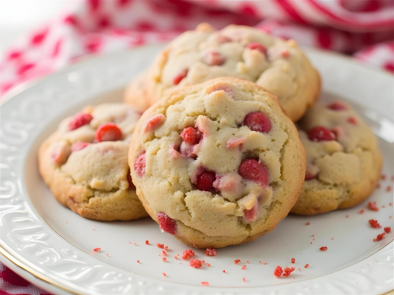 Cranberry cookies on a white plate photo