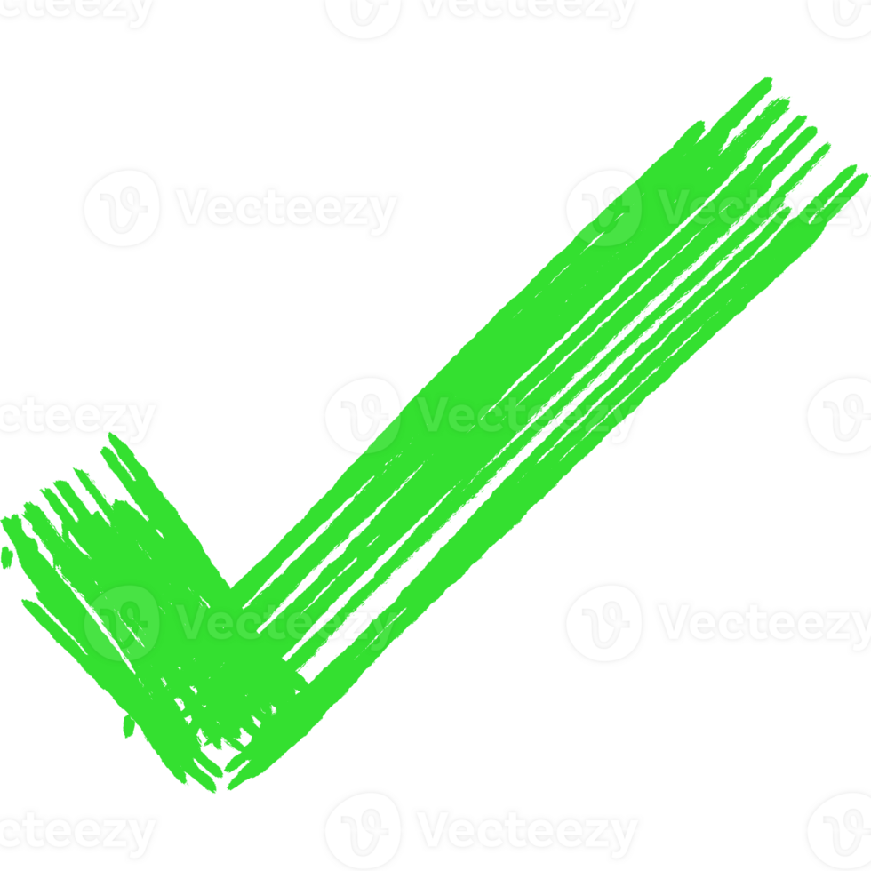 Hand drawn check mark. Green check mark and red cross png