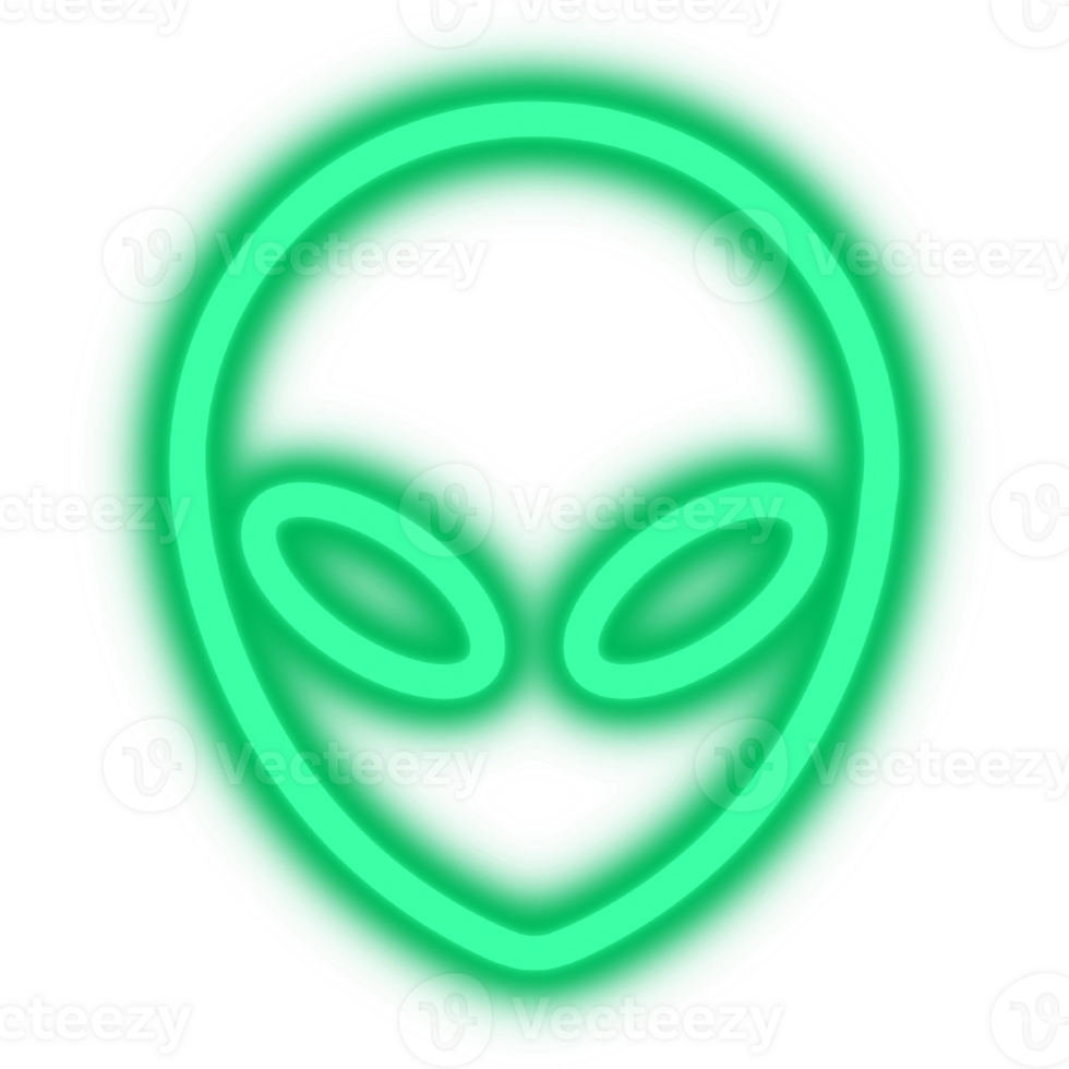 Alien LED neon light. LED neon lamp wall. Alien icon png