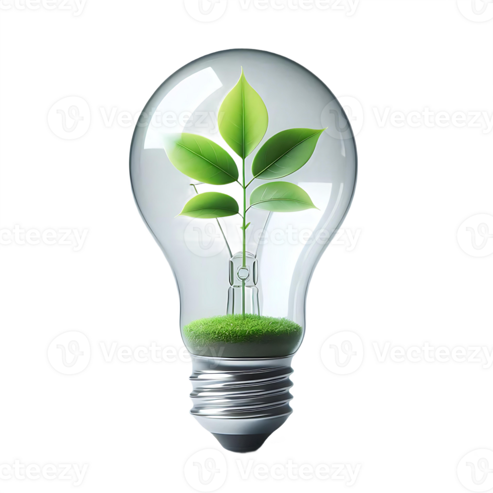 A light bulb with a green plant inside png