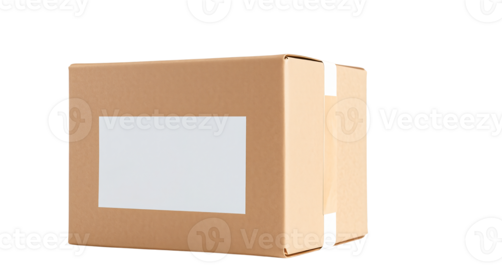 cardboard box with blank white label object. png