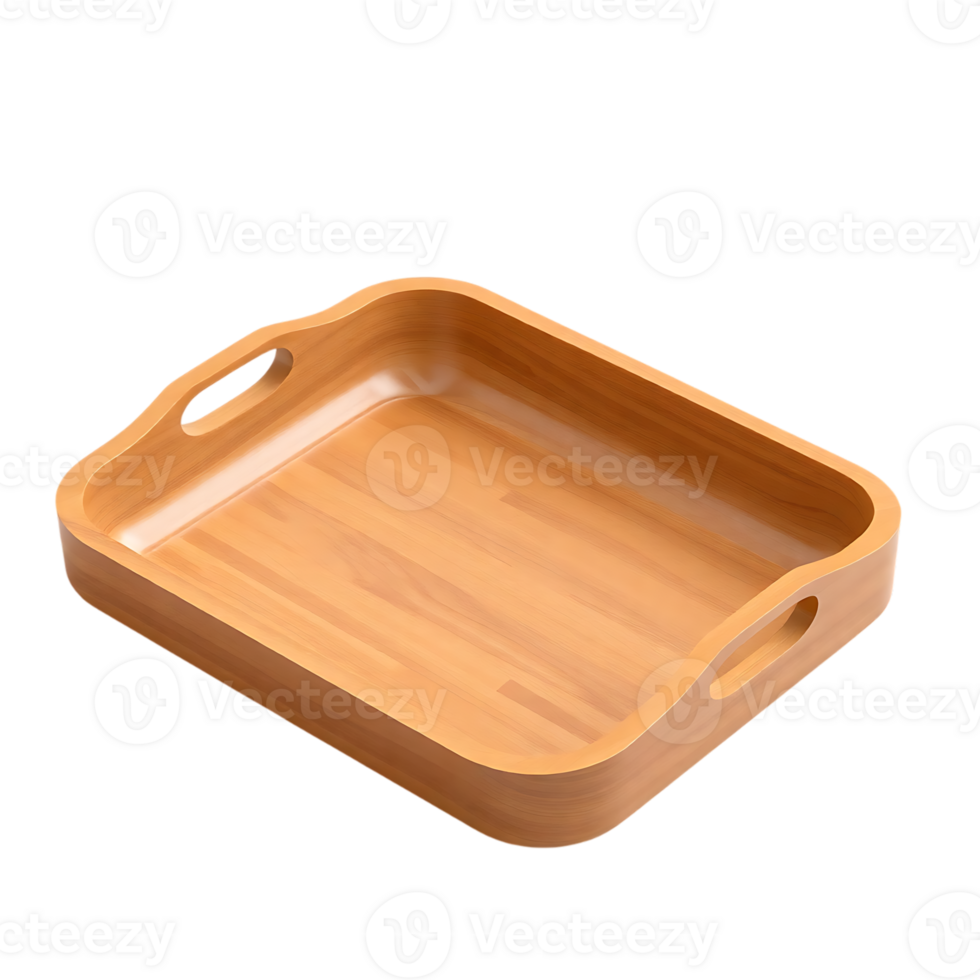 Empty wooden tray object. png
