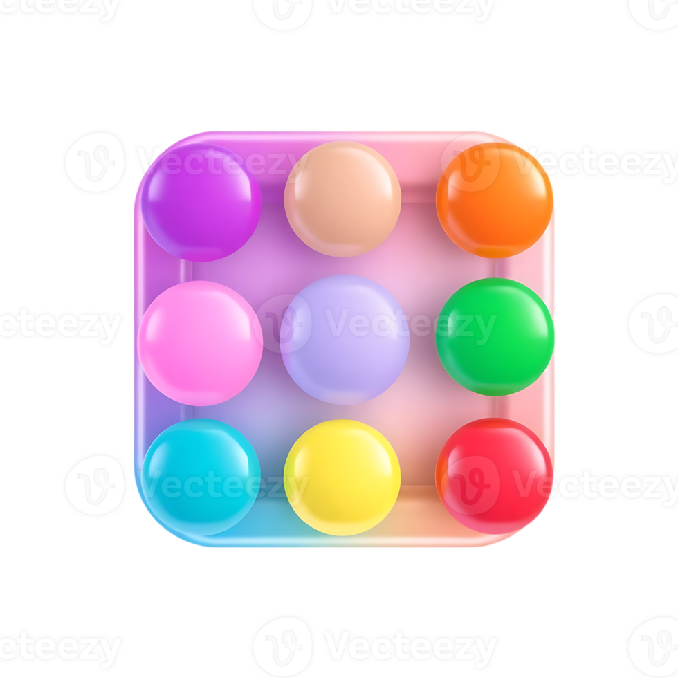 Colorful glossy spheres button. png