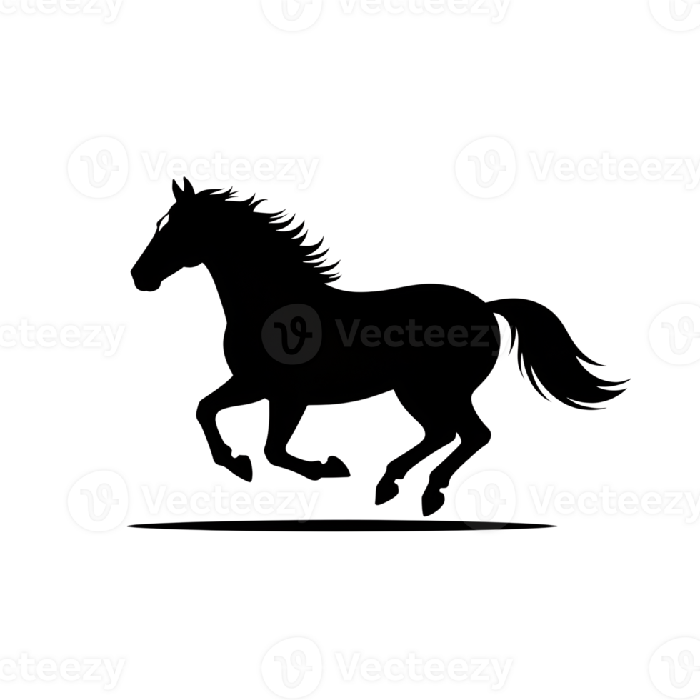 Horse silhouette running, equine mammal animal, equestrian design graphic element png