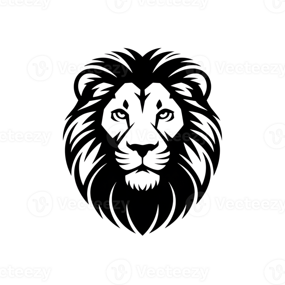 Lion head outline illustration on a plain isolated backdrop graphic design png