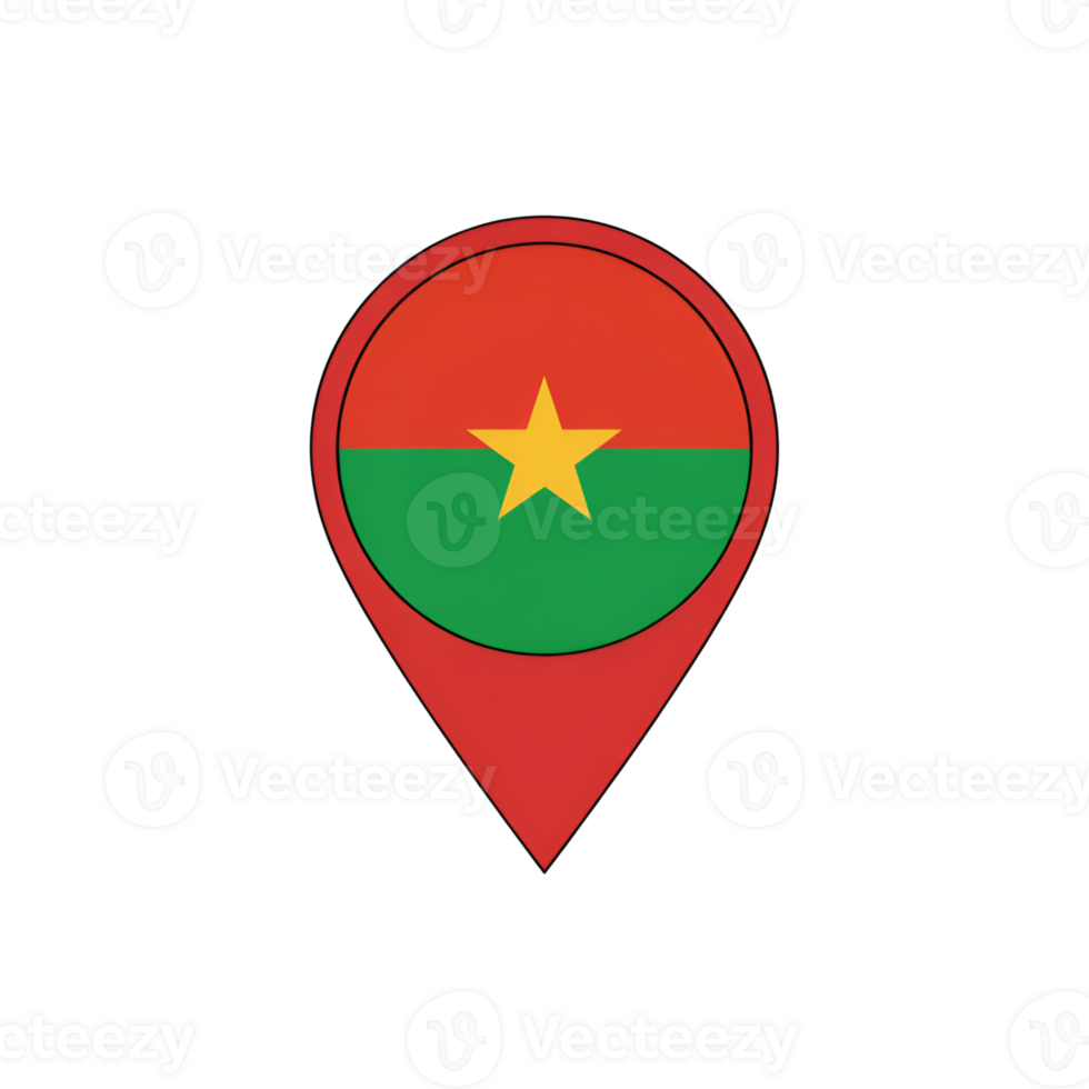 Burkina faso flag map pointer icon, national symbol of burkina faso location sign png