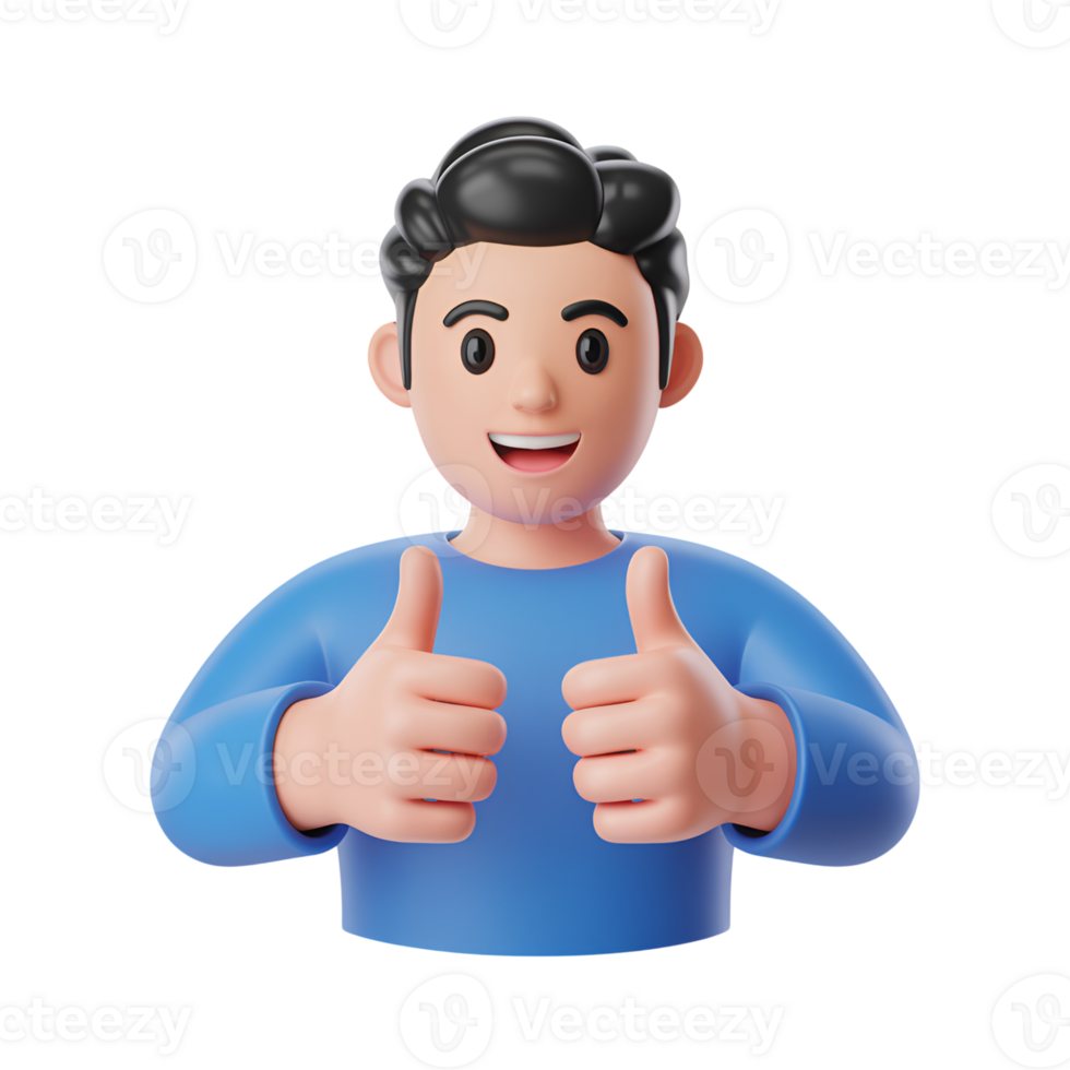 Cartoon character giving thumbs up gesture with a cheerful expression png