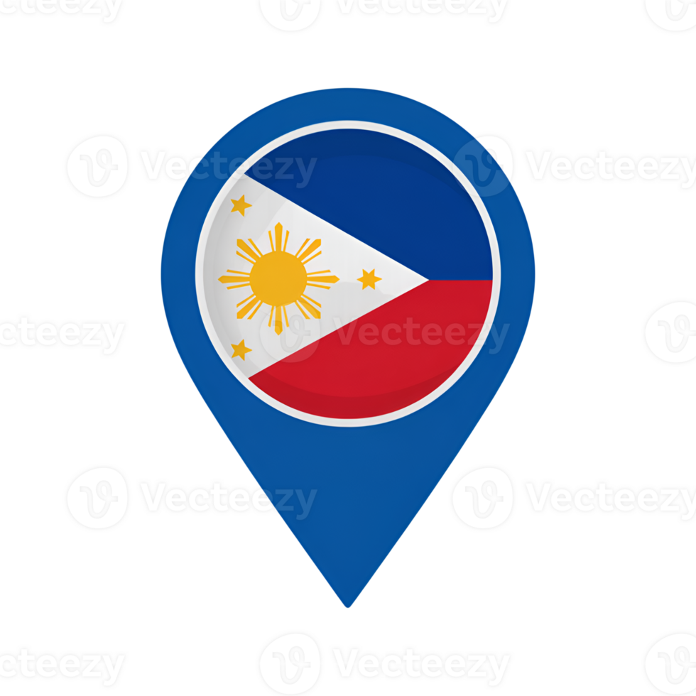 Philippines flag in map pointer icon, national symbol of the country location png