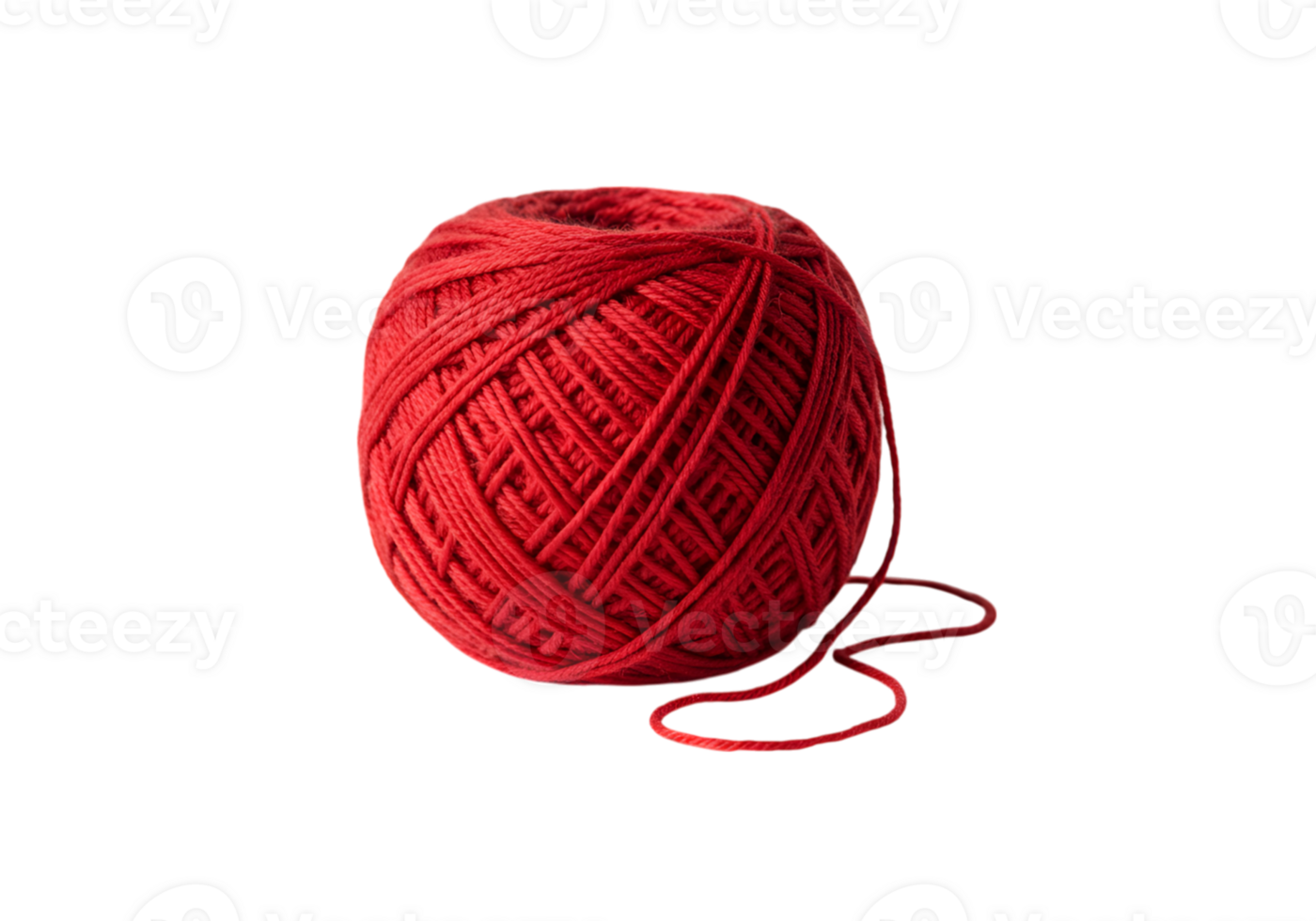 Red yarn ball isolated on a plain background, crafting and knitting material, fiber png