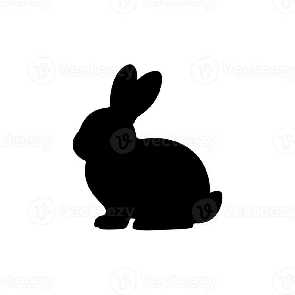 Rabbit silhouette, side view of a bunny with long ears, easter animal design element isolated png