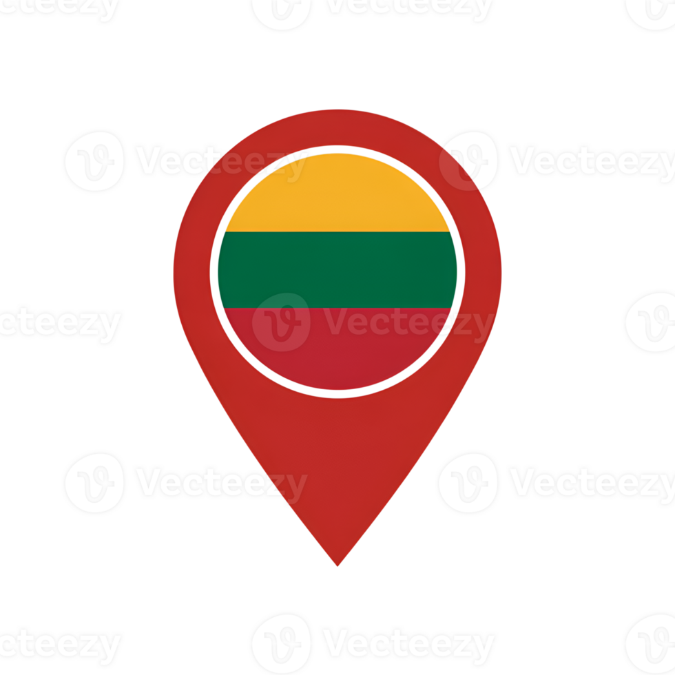 Lithuania flag pin icon, national symbol location marker, map pointer sign, travel destination png