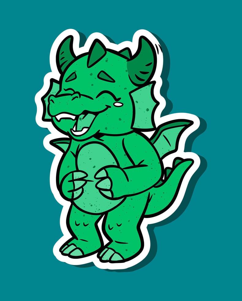 Cartoon Character of a Cute Green Dragon Laughing vector