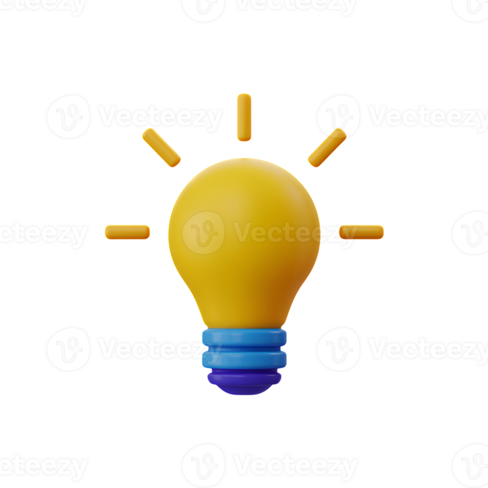 Lightbulb illustration with rays of light emitting from the top on a background png