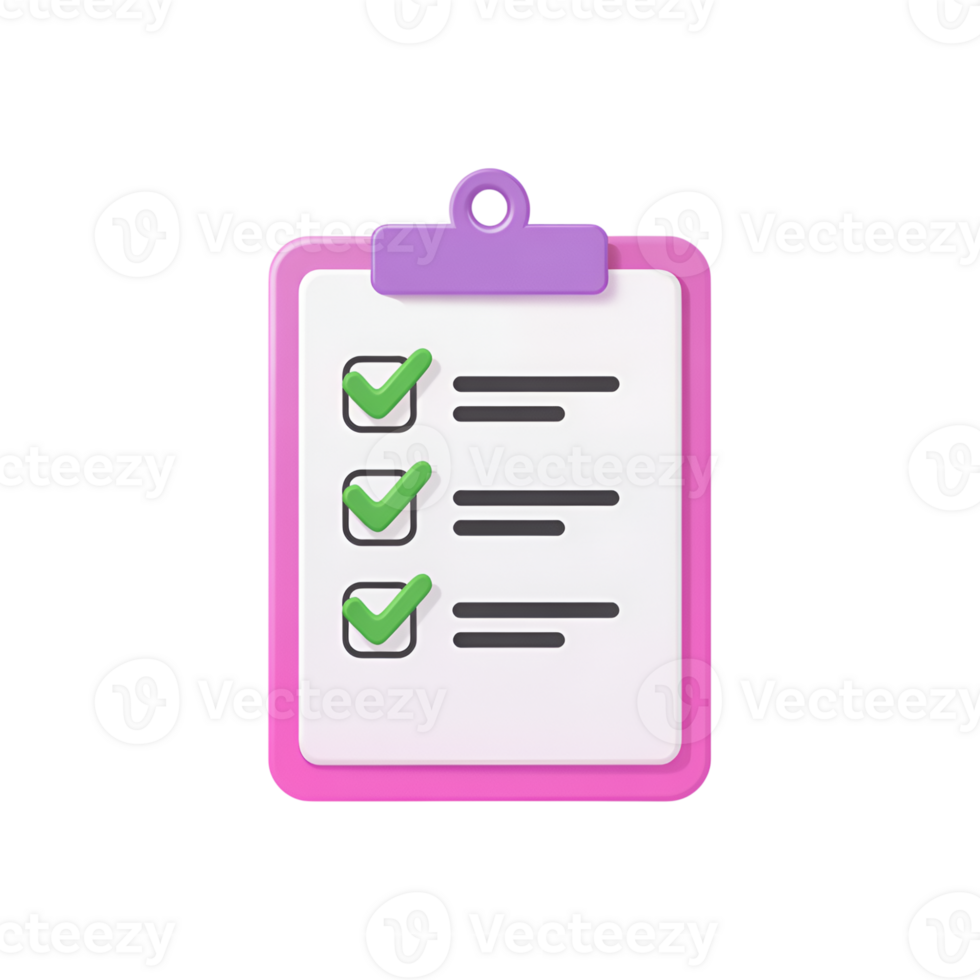 Checklist on clipboard with green checkmarks and lines for tasks completed png