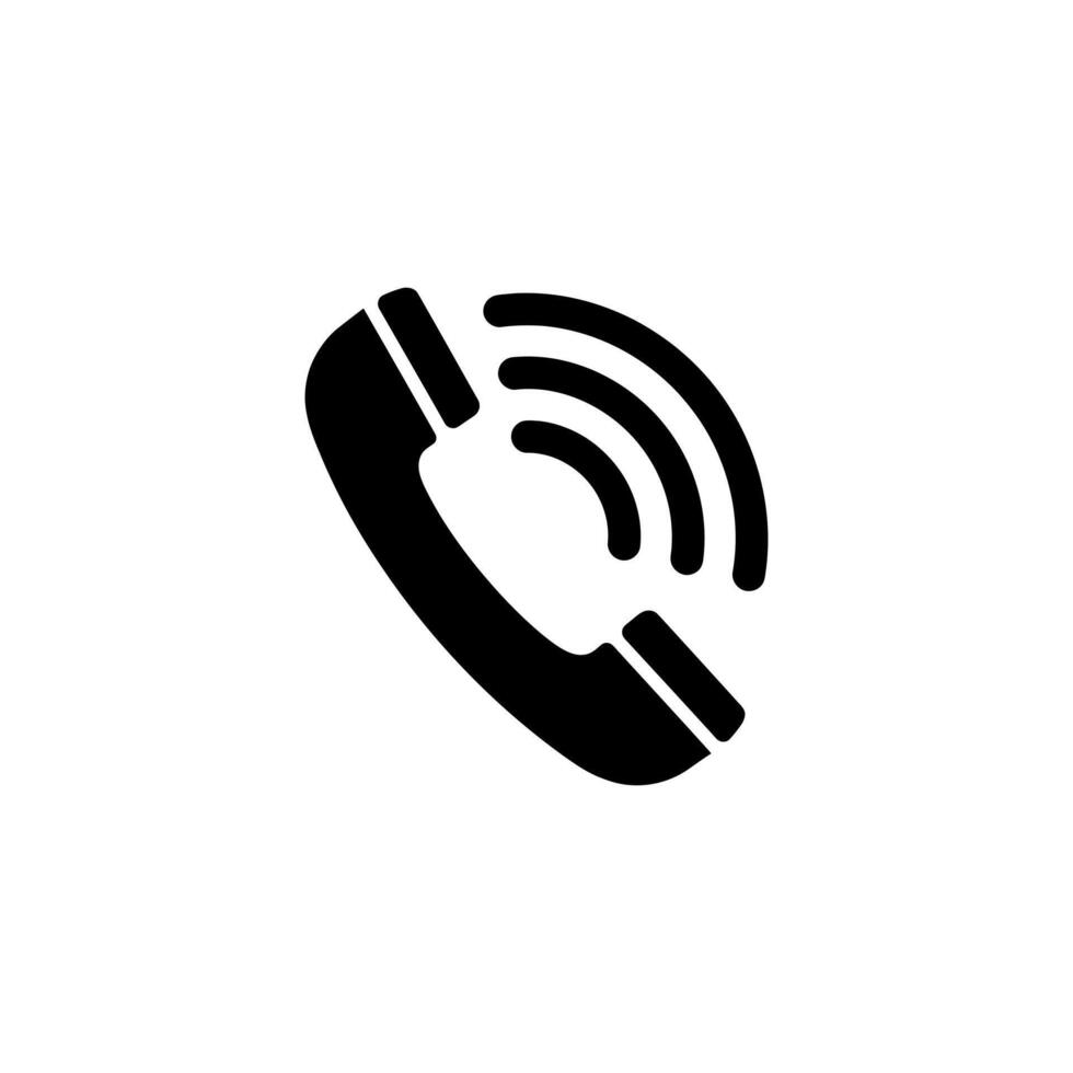 Classic telephone handset icon with signal waves illustrating communication vector