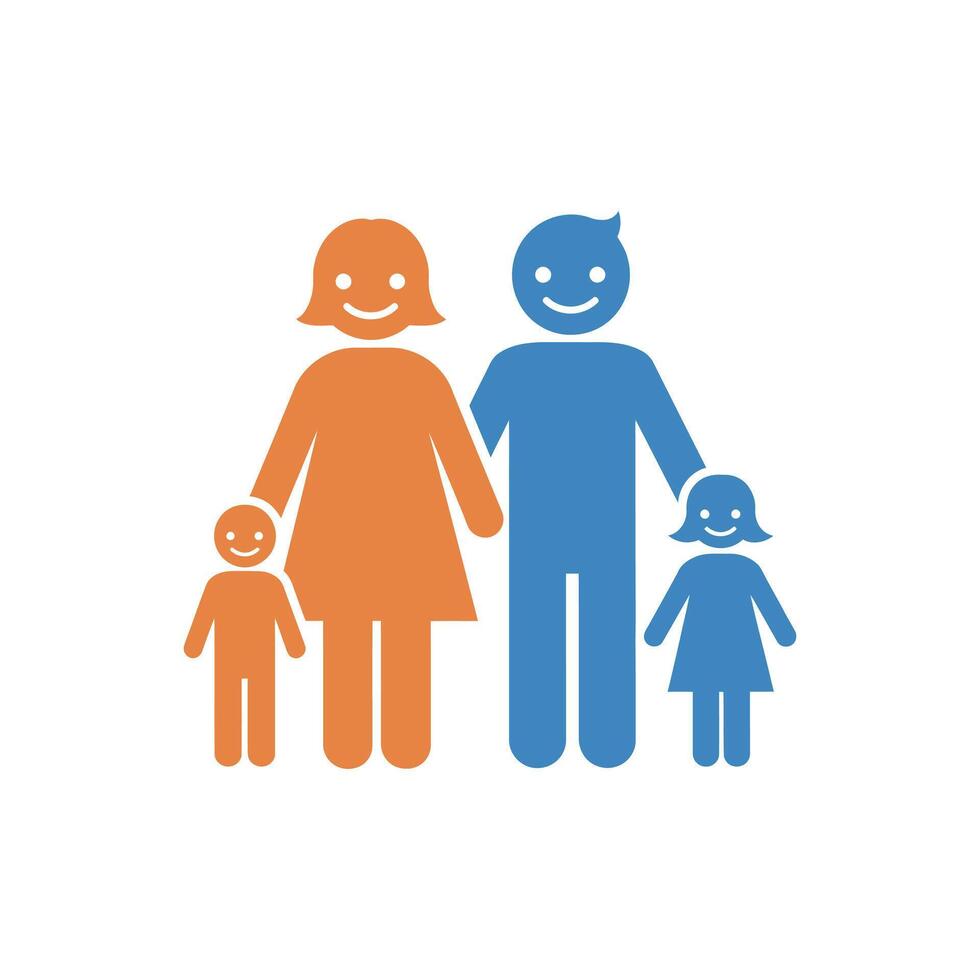Abstract Family Illustration Conveying Unity, Harmony, and Domestic Security Icon vector