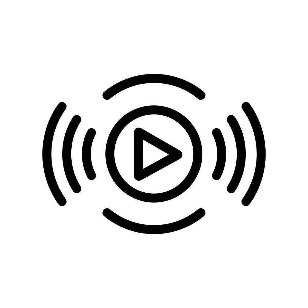 Abstract representation of multimedia playback with curved lines emanating outward vector