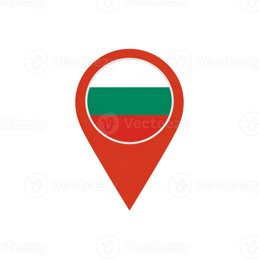 Bulgaria flag pointer icon, bulgarian national symbol on map pin, location marker png