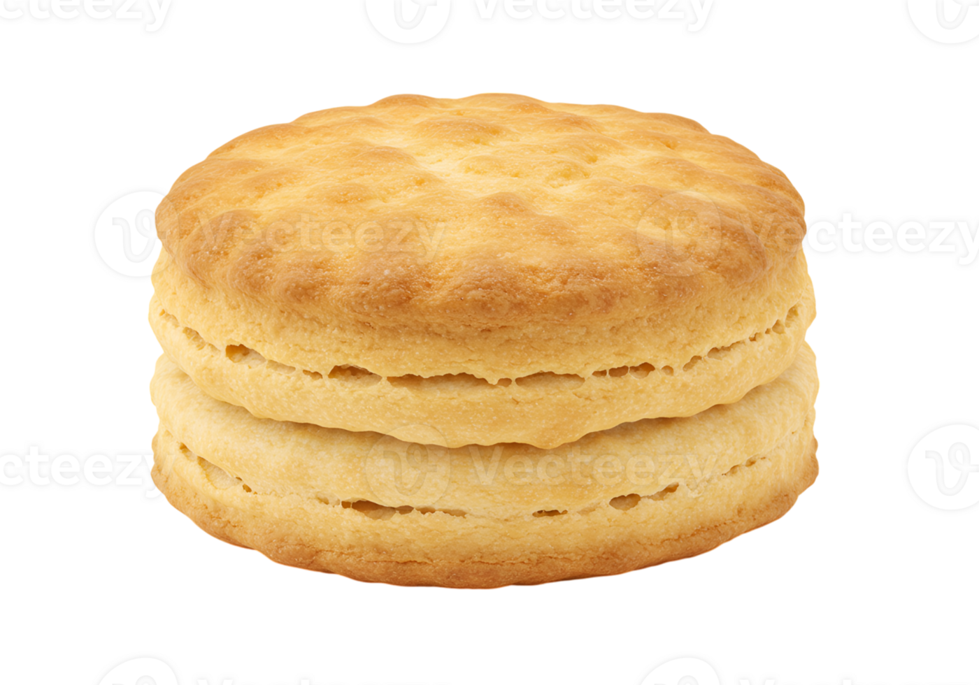 Fresh biscuit on a plain background, baked and golden brown, flaky layers png