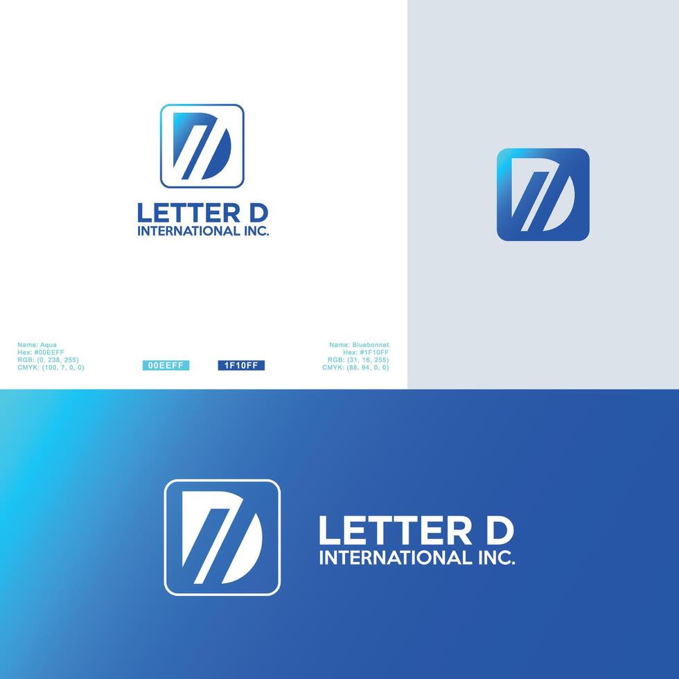 Letter D iconic logo design in blue color for your business vector