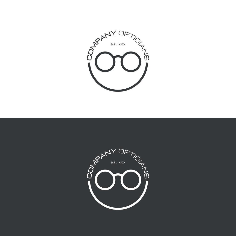 Optician minimalist logo design with glass and a smile for your business vector