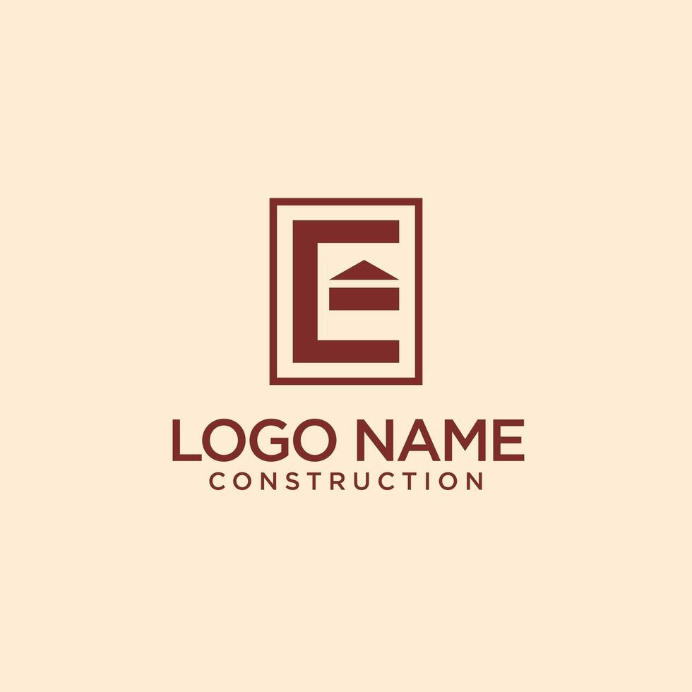 Simple letter E and house logo for architect firms with a modern and professional design idea for real estate branding and construction businesses vector